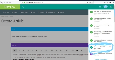 NOW EVERY MONTH RECIEVED PAYMENT FROM KEVERA